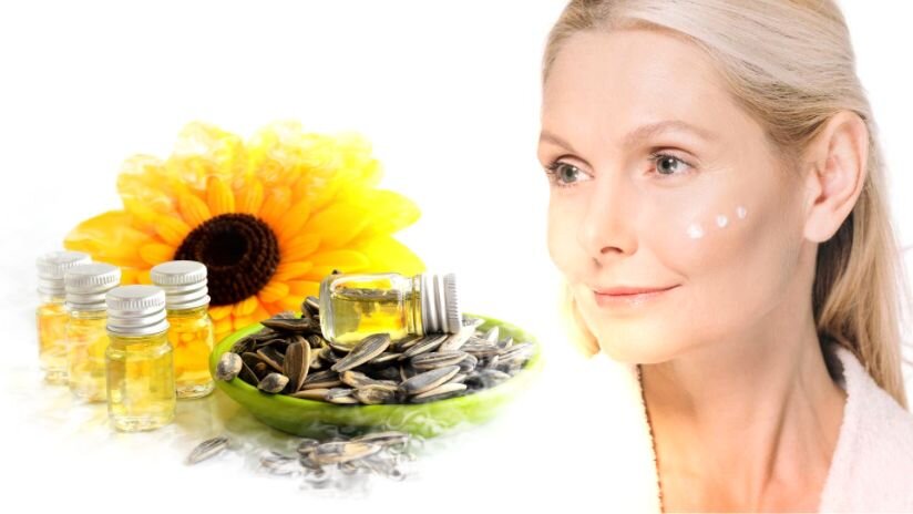 Подсолнечное масло для кожи 55+/ коллаж автора, изображения vista.com, pixabay.com