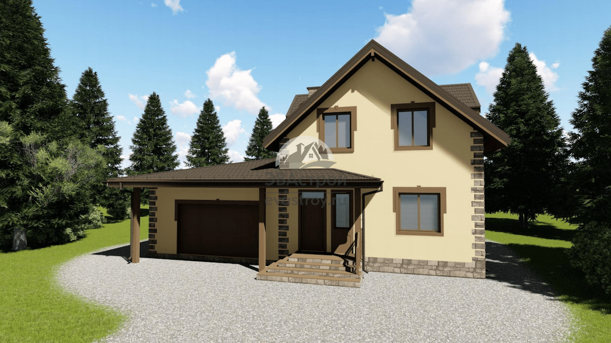 Проект дома 209 м2 с цокольным этажом и гаражом в Европейском стиле - 107-12