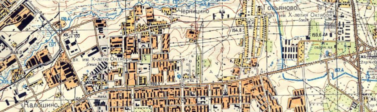 Расположение всех трёх сёл, а которых я расскажу, на карте Москвы 1968 года. Чтобы вы лучше представляли, где они находились. С сайта www.retromap.ru.