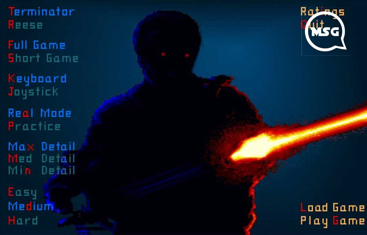 Игровое меню игры "The Terminator"