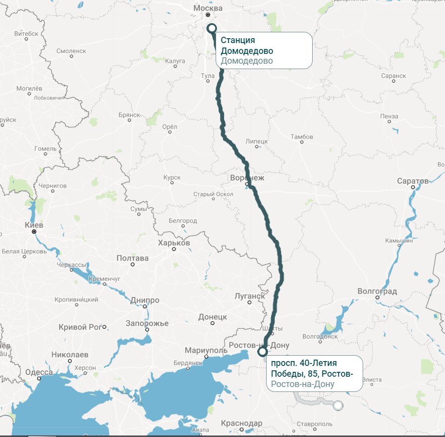 Карта от ростова до москвы