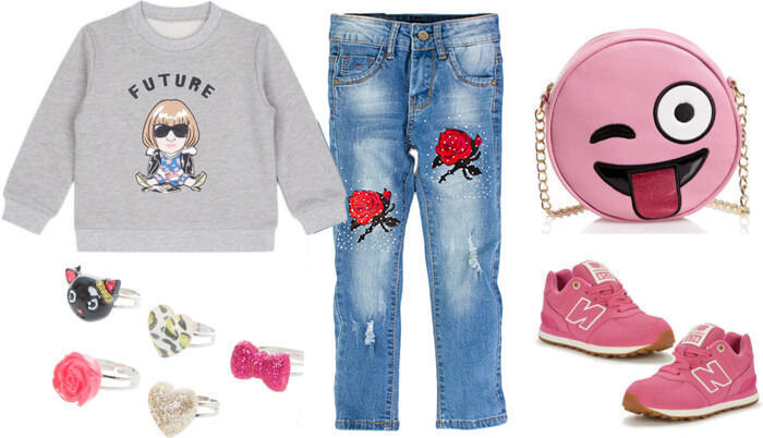  Свитшот Ground Zero, кольца Claire's, джинсы CrazyLime​, сумка Amazon, кроссовки New Balance 