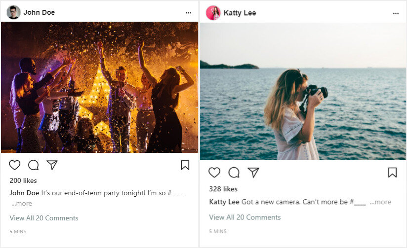 Для создания таких постов воспользуйтесь онлайн сервисом по созданию Fake Instagram Posts (например, generatestatus.com) 