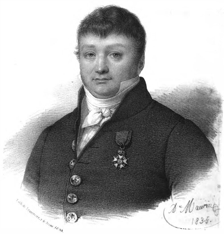 Робер Сюркуф на литография Антуана Морена (1835) изображен с Орденом Почетного легиона.