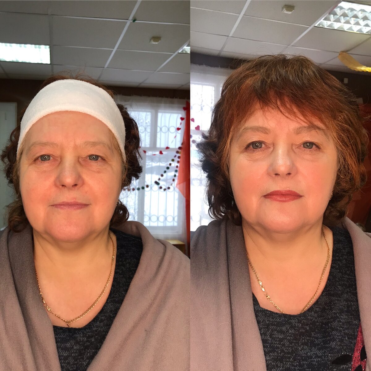 До ухода и макияжа, и после