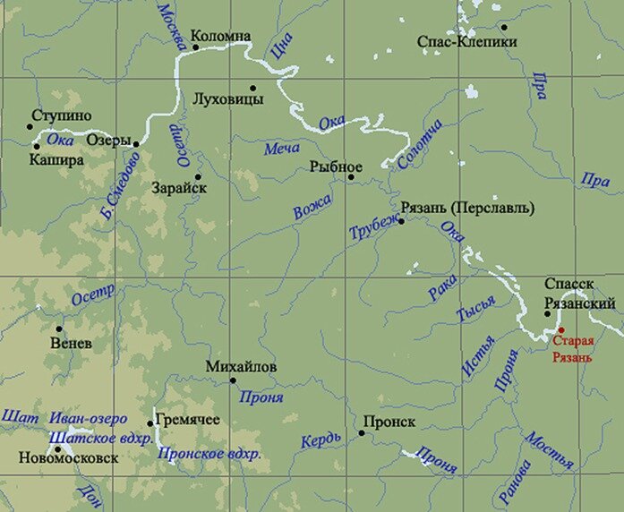 Где ока. Река Проня Рязанской области на карте. Карта рек Рязанской области. Карта реки Ока в Рязанской области. Речка Проня в Рязанской области на карте.