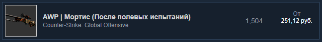 Цена на торговой площадке Steam.