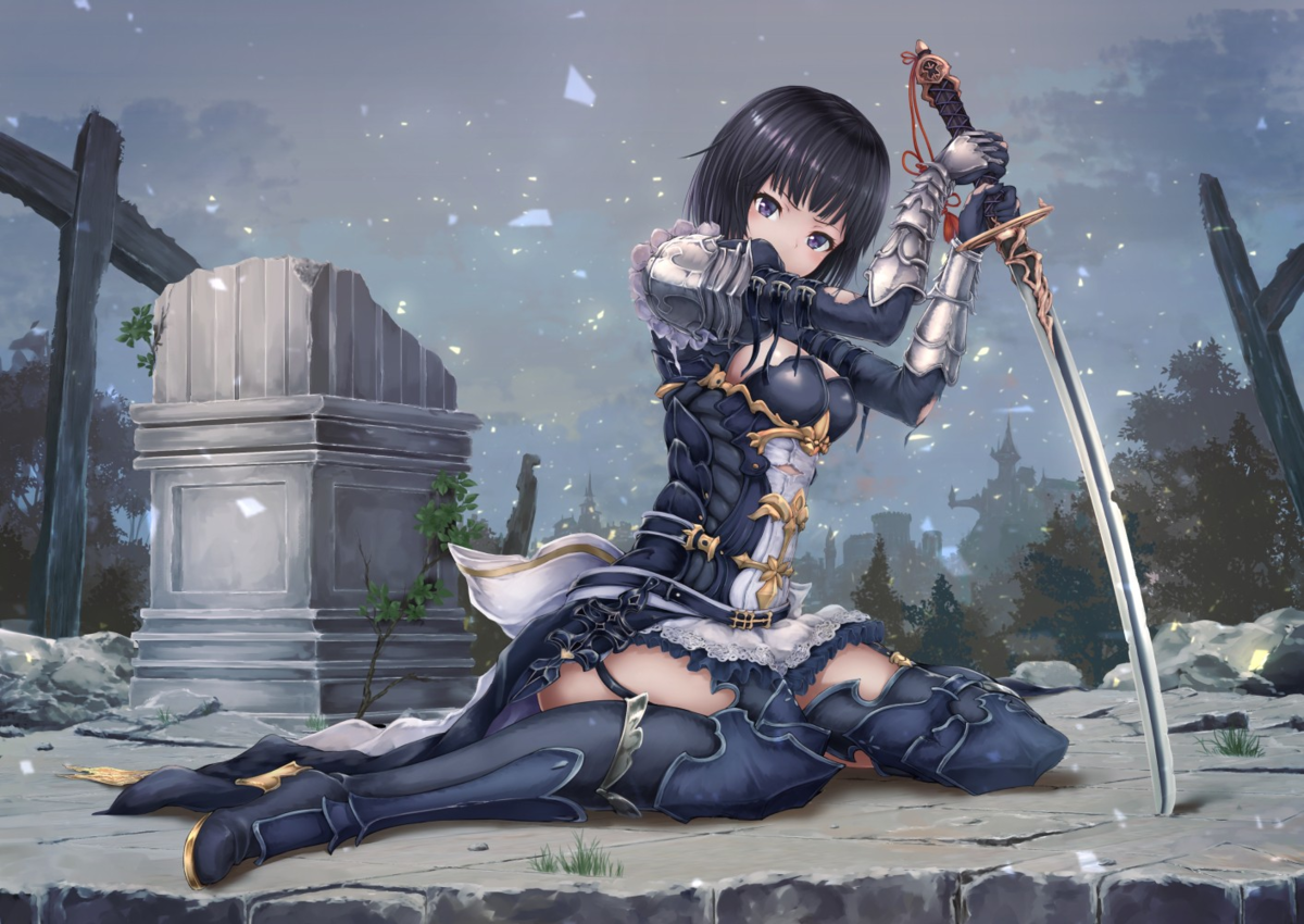 Девушка мечник. Shadowverse Эрика. Мечница аниме рыцарь. Эльфийка мечница. Аниме темная мечница.