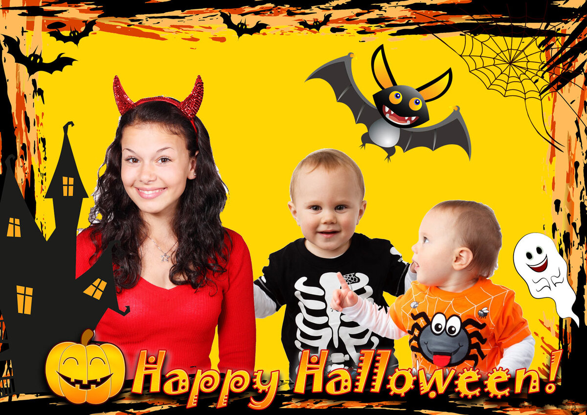 Костюмы на Хэллоуин взрослым и детям. Коллаж автора из картинок pixabay.com