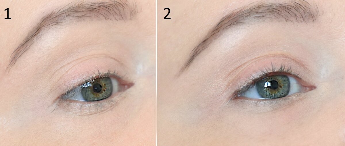 Кожа подготовлена, оформлена межресничная линия