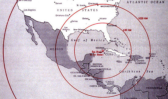 Так оценивалась зона контроля станции Лурдес в 1968 году американскими военными.