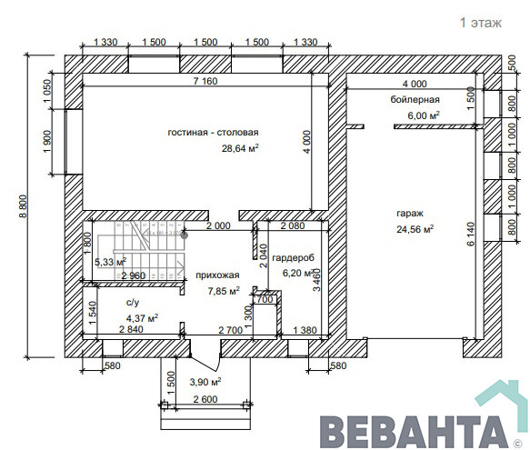Внутренняя планировка 1-го этажа