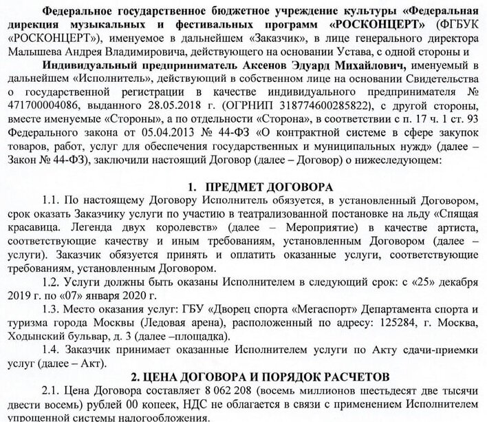 А в качестве ИП подписывали актёров