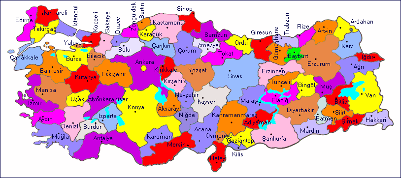 Карта областей турции - 96 фото