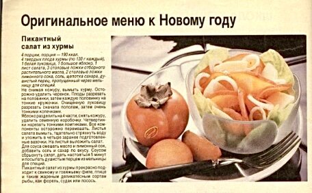 Салат из хурмы из журнала «Бурда Моден», номер 4/1987 