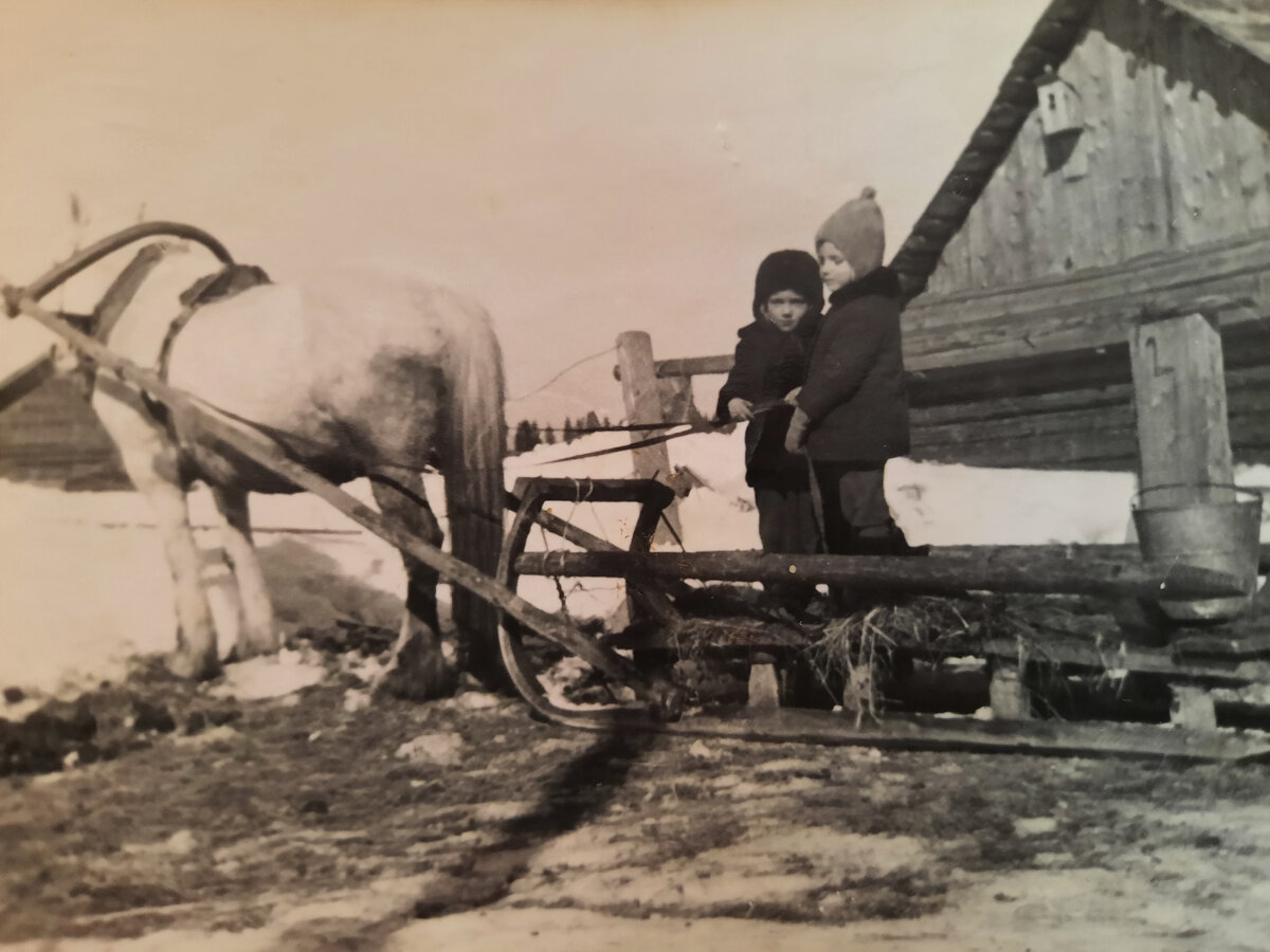 Я и моя троюродная сестра. Фотография из семейного архива. 2-й половины 60-х. уже в Любино, после пожара.
