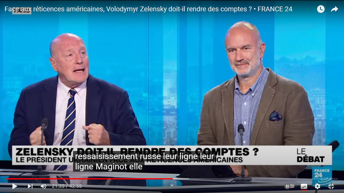 Рено Жирар говорит про неприступные линии Мажино. Скриншот с сайта France24 в YouTube.