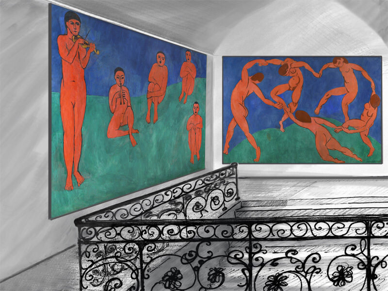 Анри Матисс, «Танец» и «Музыка».   Дом Щукина. Москва. 1910 г. 