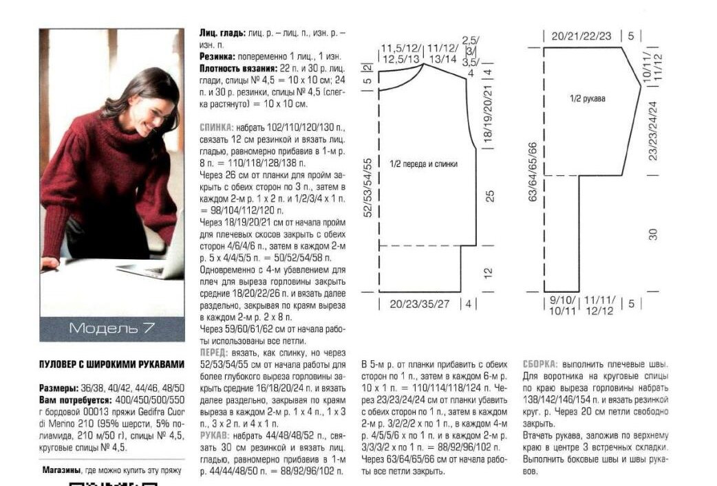 Схемы вязания рукавов спицами