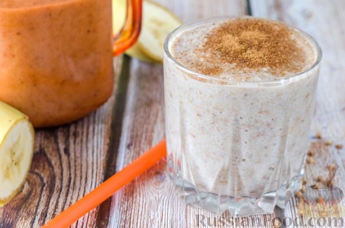 крупа гречневая, молоко, банан, мёд, корица