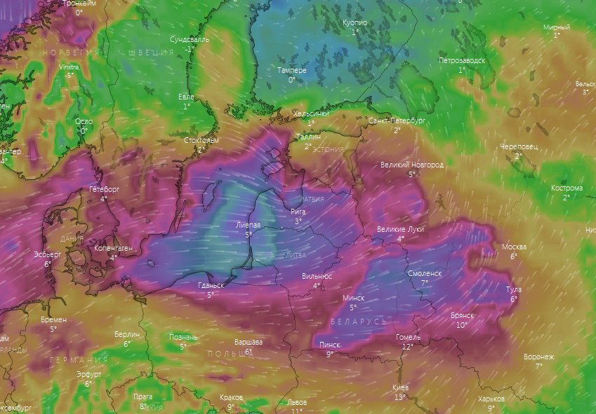 Источник: windy.com  данные на 03-00 ч 13 марта 2020 г