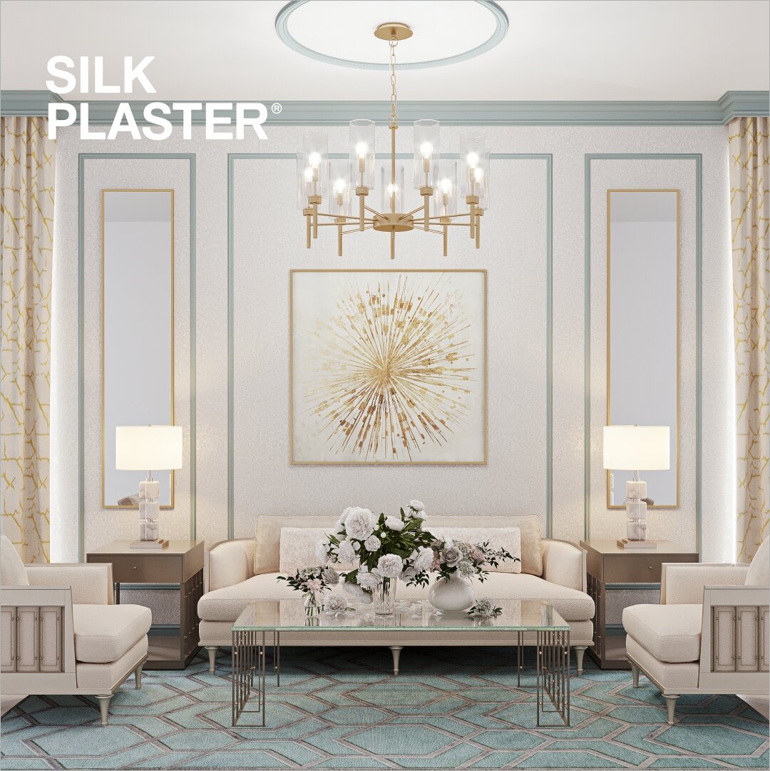 На фото в интерьере использован жидкие обои Victoria du Monde Versailles II 1105