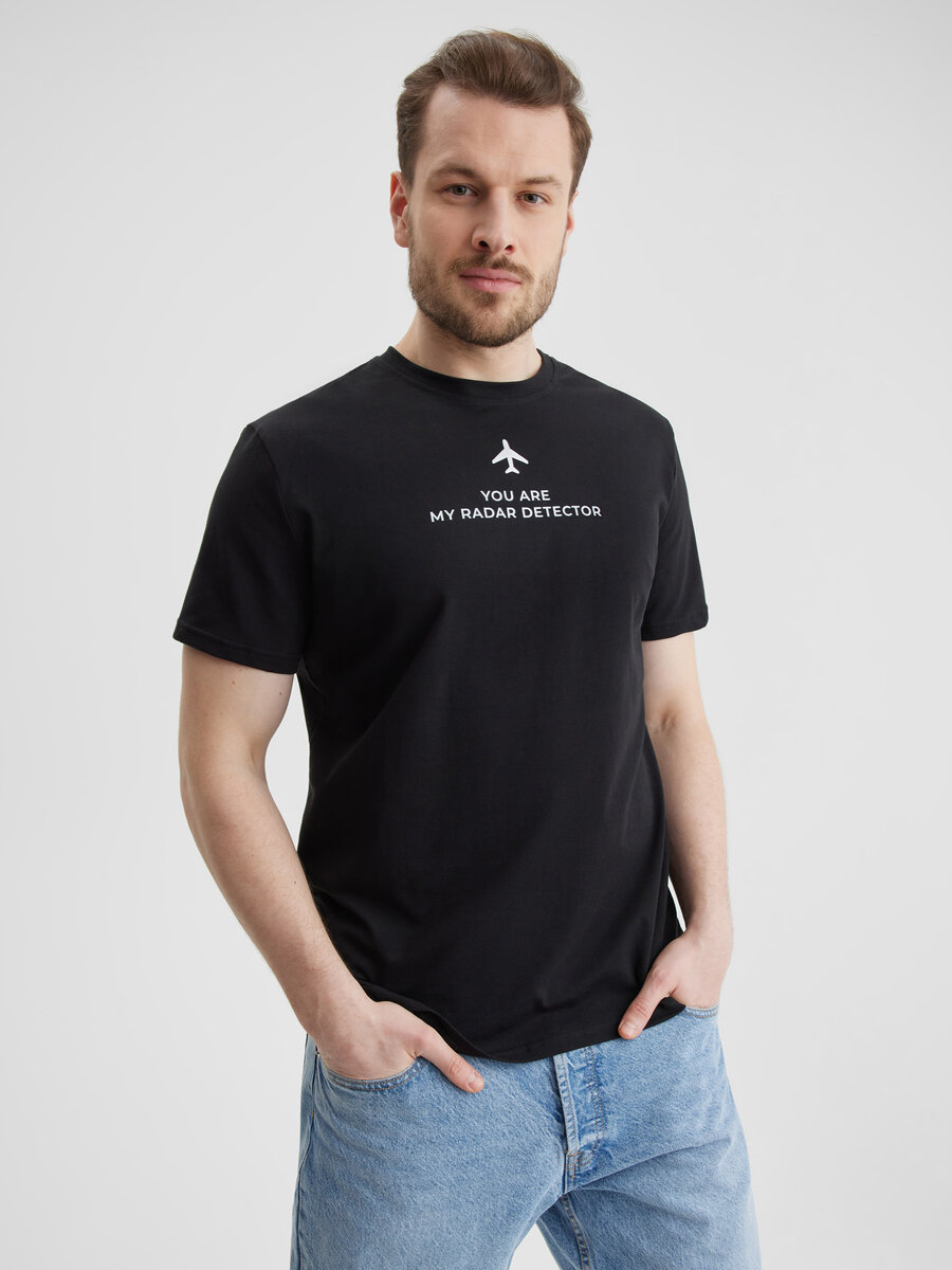 Футболка мужская "Самолет" черная Артикул на WB 12070510