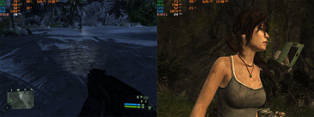 Crysis и Tomb Raider 2013 на низко-средних настройках для GeForce 310M