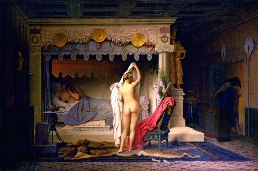 Жан-Леон Жером. Царь Кандавл показывает свою красавицу-супругу Гигесу, 1859