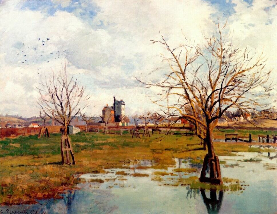 Пейзаж с затопленными полями, 1873г