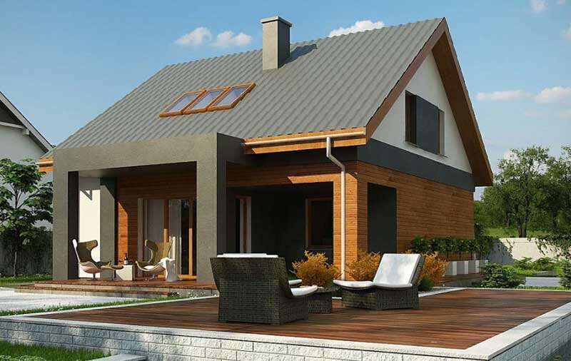 Технико-экономические показатели:   ✔Общая площадь - 148,0 м²;  ✔ Площадь застройки - 106,9 м²;   ✔ Кубатура (объём) – 357,59 m³;    ✔ Угол наклона крыши - 35°;   ✔ Высота до конька – 7,98  м;   ✔Рекомендованные минимальные размеры участка – ширина 16,86 м × длина 18,76 м;