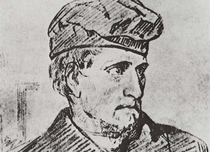 Дмитрий Каракозов, покушавшийся на жизнь Александра II. Портрет работы Ильи Репина. Фоторепродукция из открытых источников.