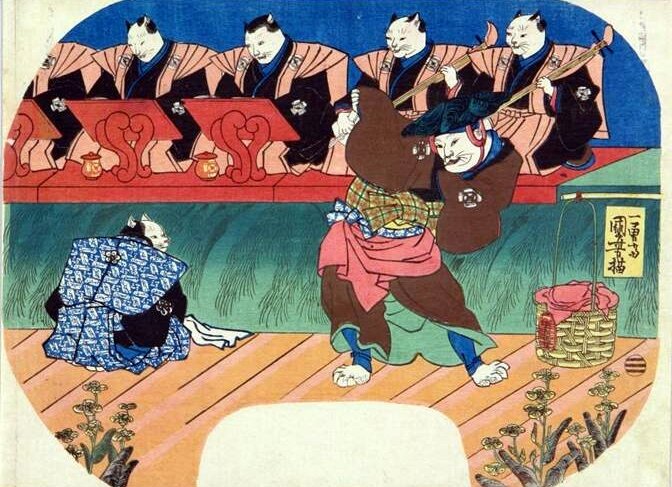Спектакль театра Кабуки. 1842 г. Ресурс фото: Livejournal.com/marinagra.