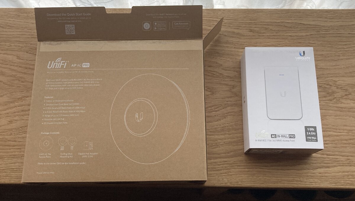 Коробки с точками доступа  AP-AC PRO и AC In-WALL PRO