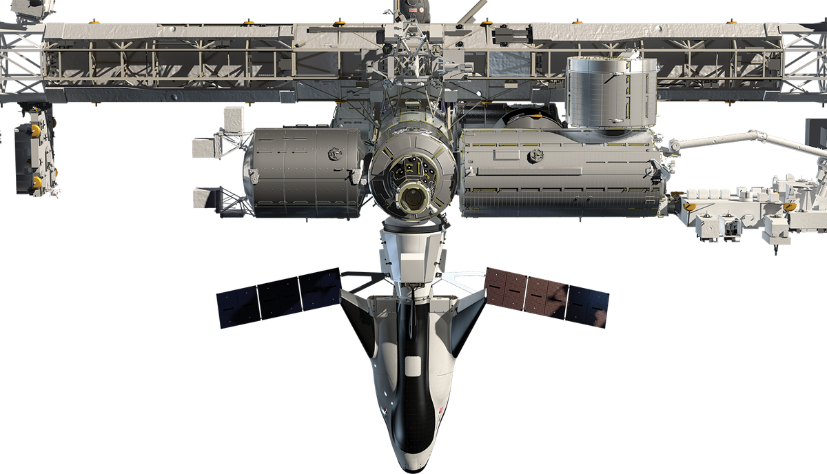 «Падающая звезда», пристыкованная c помощью dream chaser к МКС в рамках программы CRS. Источник: SNC.