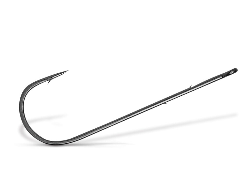 Крючок с длинным цевьем для приманок животного происхождения