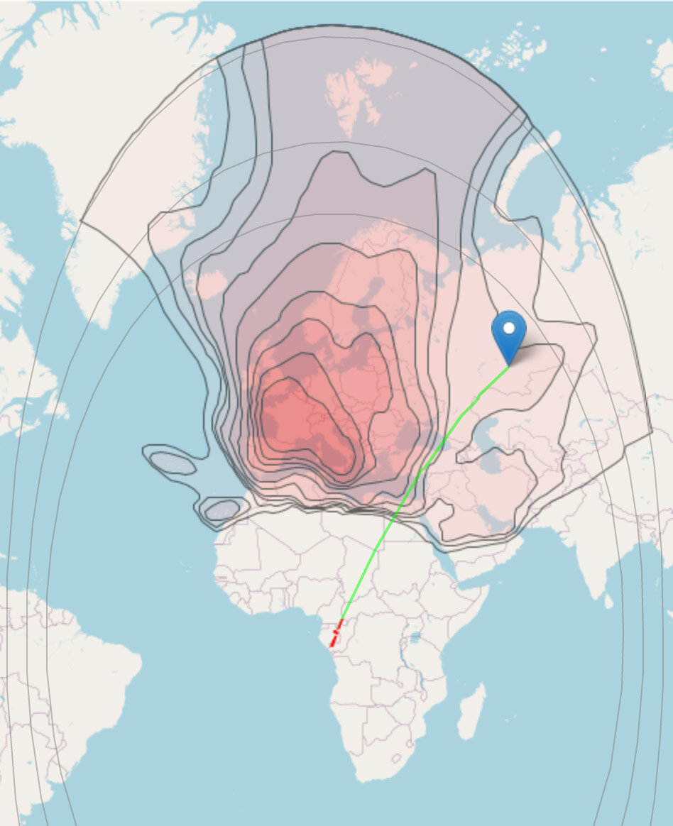 Карта излучения спутника Hotbird