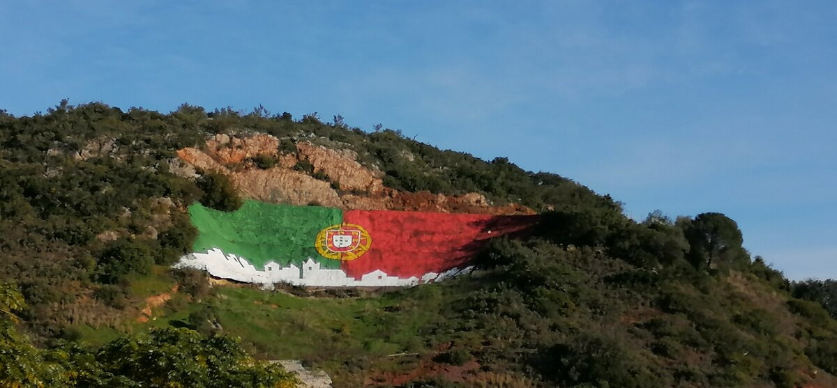 Фото сделано мной. Португальский флаг на скале. 