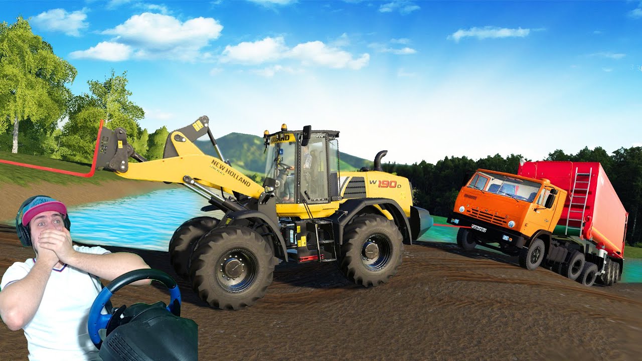 СПАСАЕМ ГРУЖЕННЫЙ КАМАЗ ИЗ РЕКИ - FARMING SIMULATOR 19 РЕАЛЬНАЯ ЖИЗНЬ -  ПОЛУЧИТСЯ?