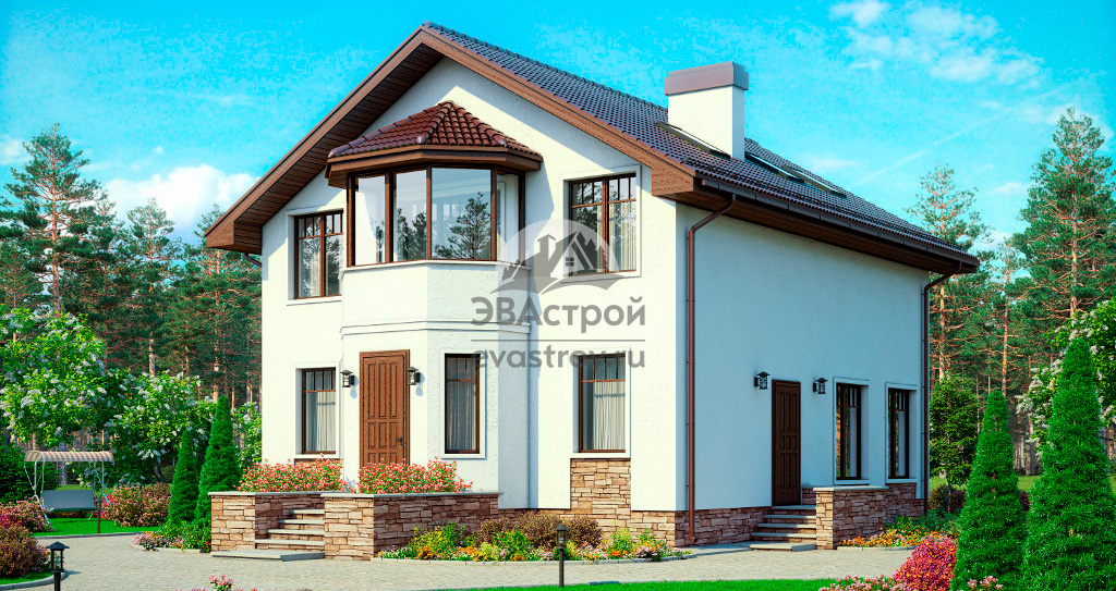 Проект дома 150 м2 с мансардой и балконом для узкого участка - 20-26