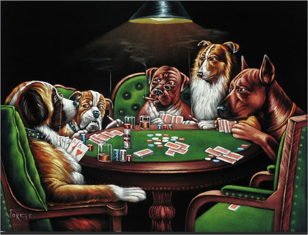 Perros jugando poker