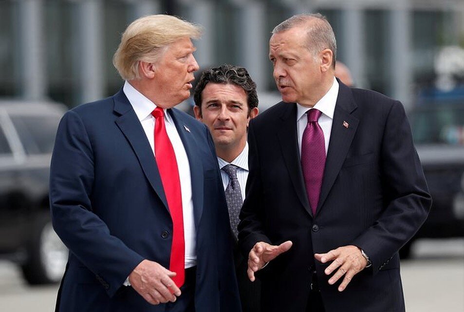 Дональд Трамп с  президентом Турции Реджепом Тайипом Эрдоганом
