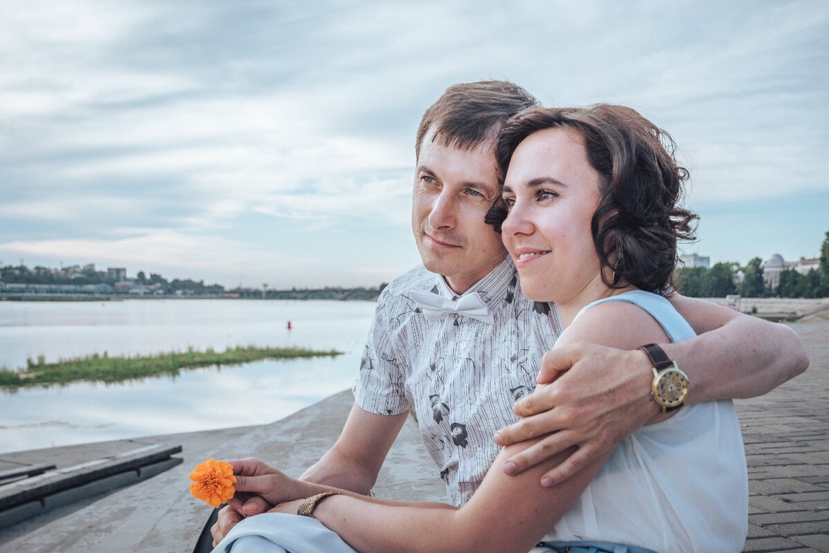 С супругом на берегу Ангары