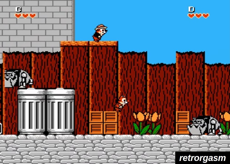 Чип и Дейл на Денди - уровень 1, любимый :)