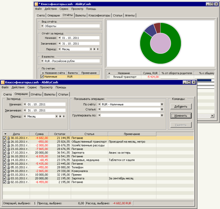 Внешний вид программы Ability Cash