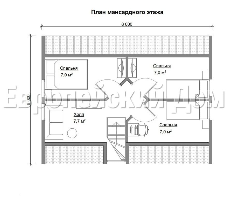 Дом 7х8 с четырьмя спальнями и эркером сможет порадовать вас