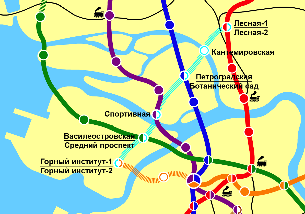 Схема метро спб в будущем обновленная с кольцевой