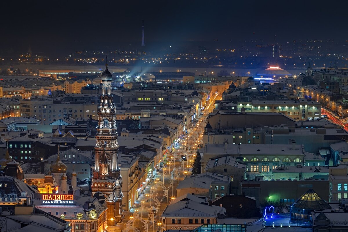 Ночная Казань зима Баумана