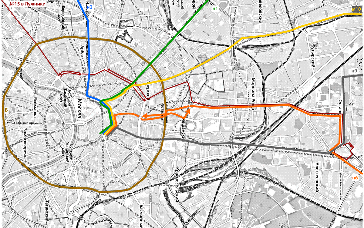 Схема ночных маршрутов москвы