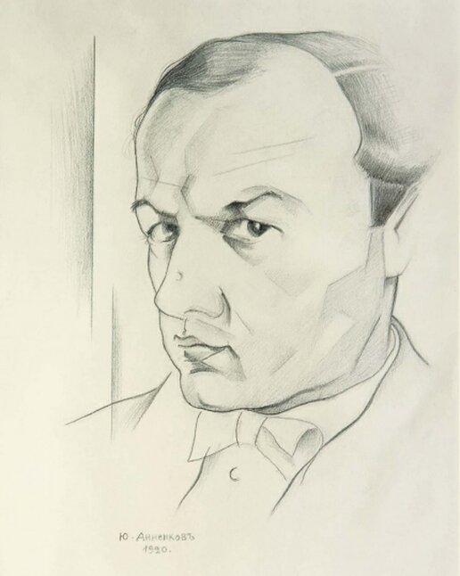 «Автопортрет» (Юрий Анненков, 1920. Бумага, графитный карандаш. Собрание Санкт-Петербургского государственного музея театрального и музыкального искусства.). Источник: Instagram @rusimp_museum
